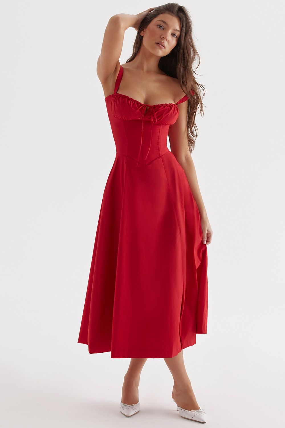Vivienne – Rochie Midi cu Corset Romantic
