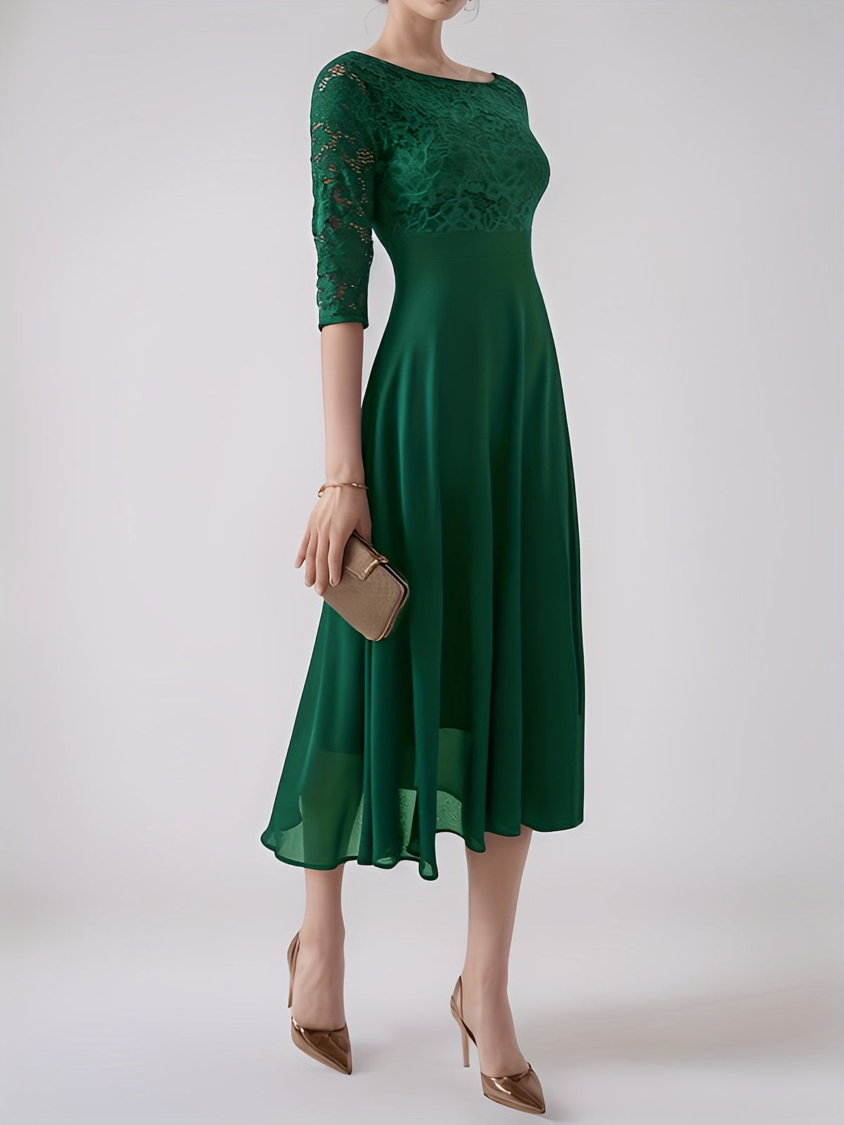 Clara – Rochie de Seară Bleumarin cu Dantelă
