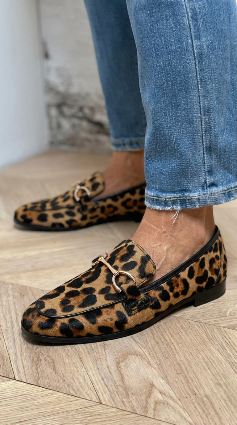 Adriana - Mocasin îndrăzneț cu imprimeu leopard