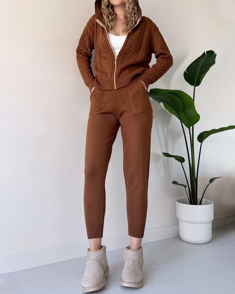 Ania - Set casual din două piese cu jacquard răsucit