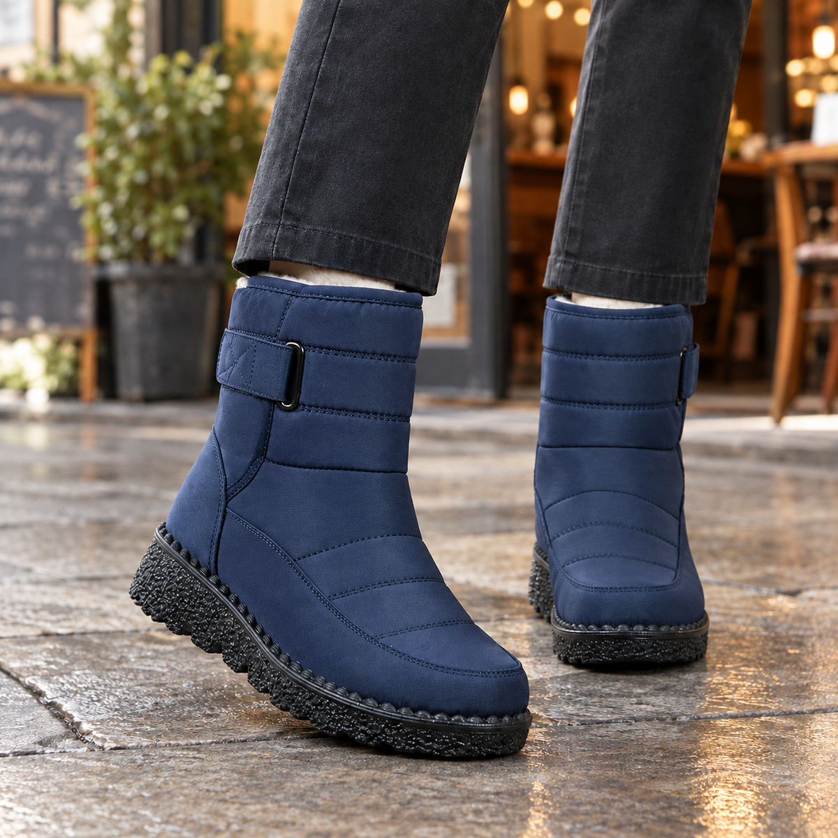 Abate – Botine de Iarnă Impermeabile, cu Velcro și Căptușeală din Bumbac