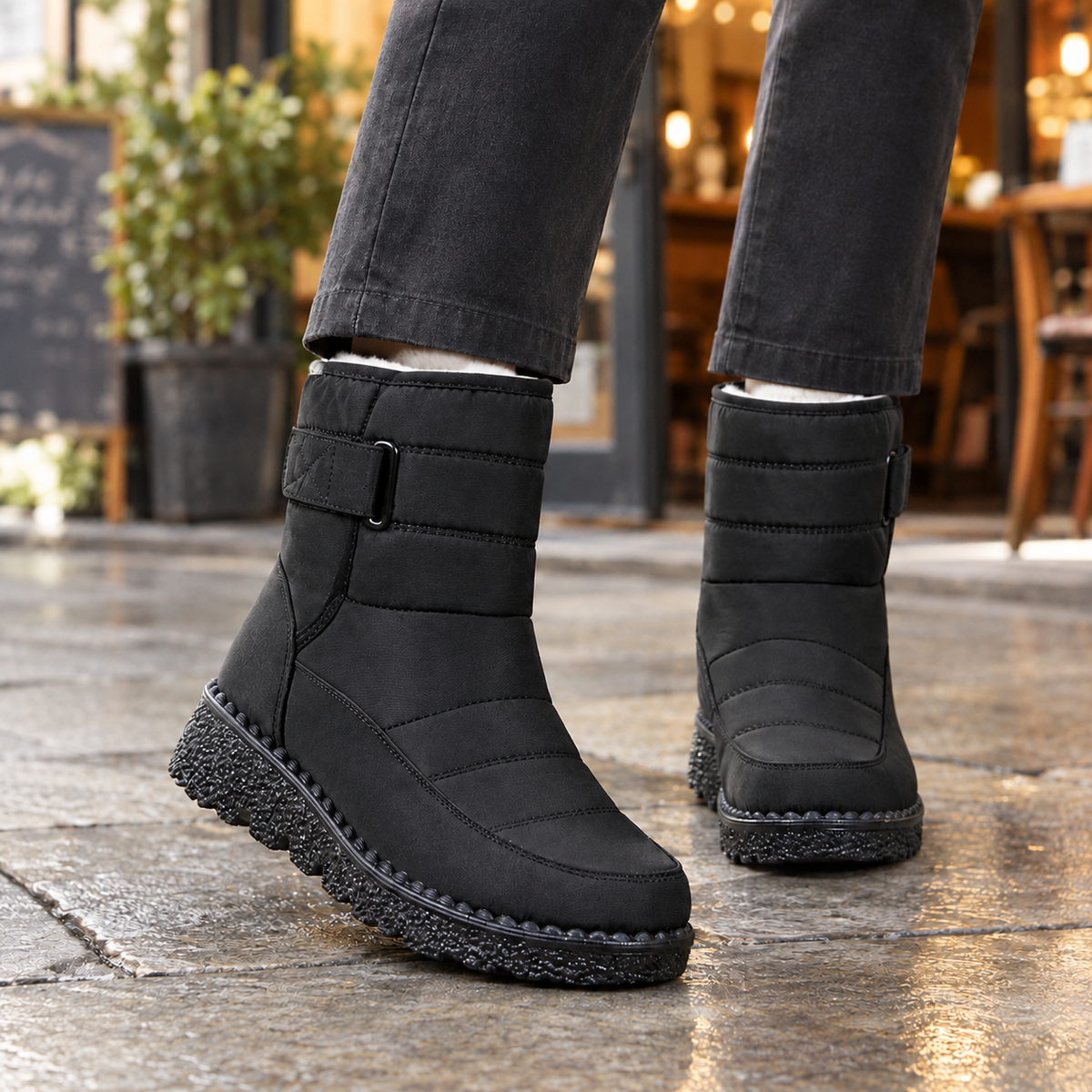 Abate – Botine de Iarnă Impermeabile, cu Velcro și Căptușeală din Bumbac