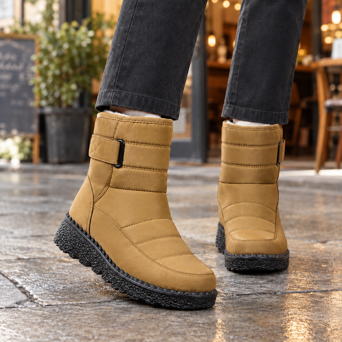 Abate – Botine de Iarnă Impermeabile, cu Velcro și Căptușeală din Bumbac