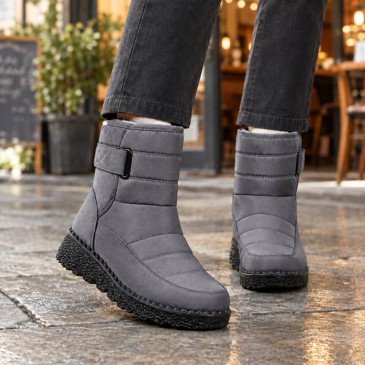 Abate – Botine de Iarnă Impermeabile, cu Velcro și Căptușeală din Bumbac