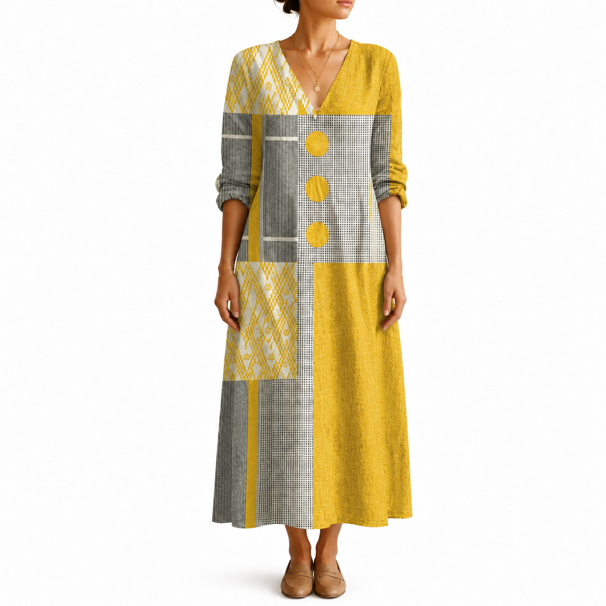 Paula – Rochie Artistică cu Textură Boho și Aspect Relaxat
