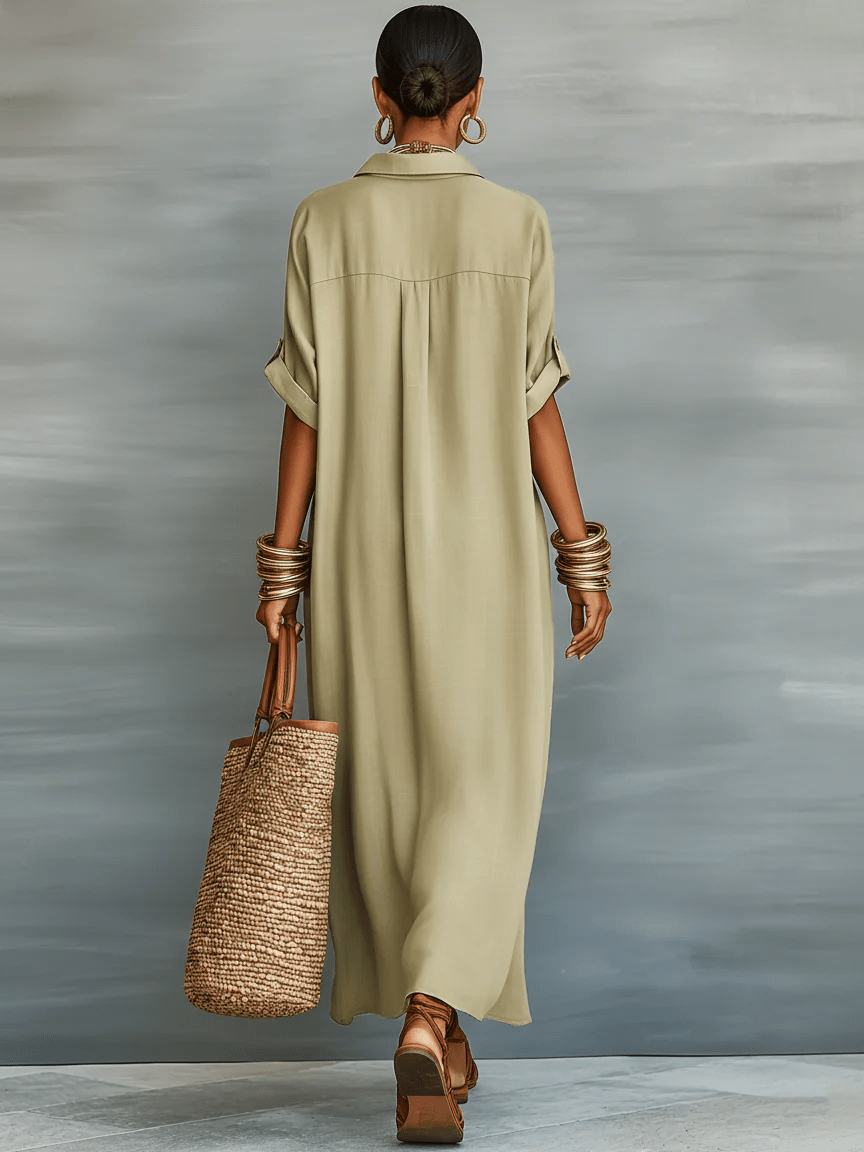 Manuela – Rochie Maxi Verde Măsliniu