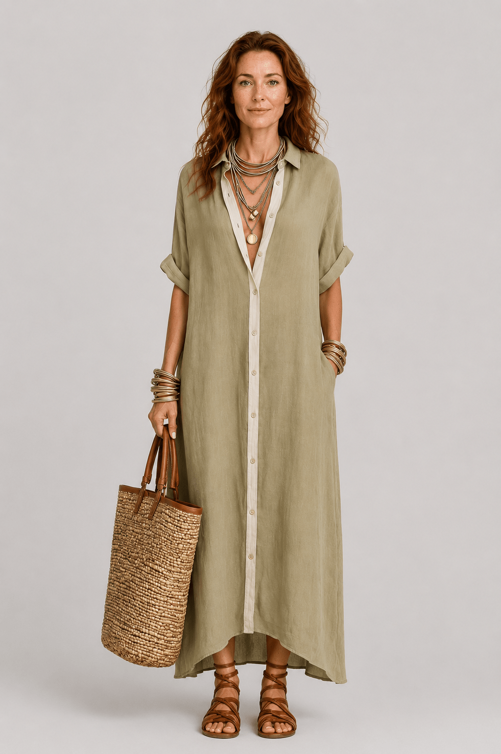 Manuela – Rochie Maxi Verde Măsliniu