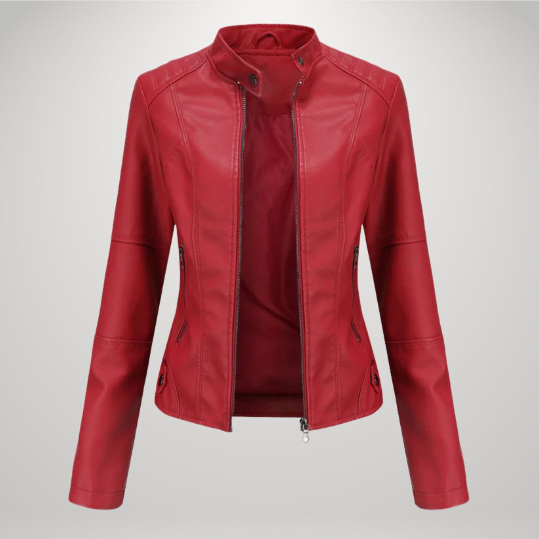 Diana – Geacă biker scurtă de damă cu guler înalt