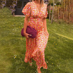 Sabina – Rochie Maxi cu Flori și Volane